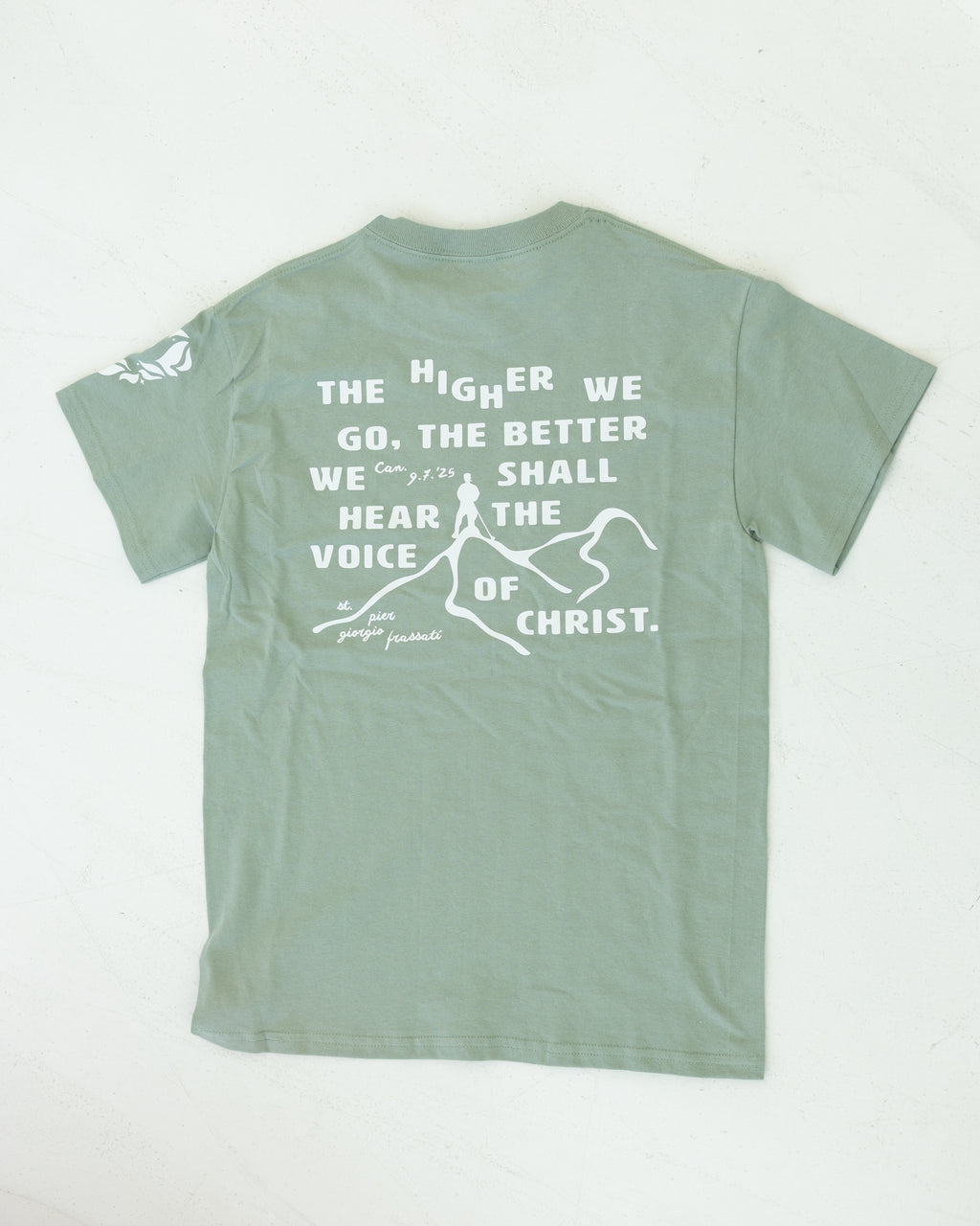 PRE-ORDER "The Higher We Go" Tee — St. Pier Giorgio Frassati