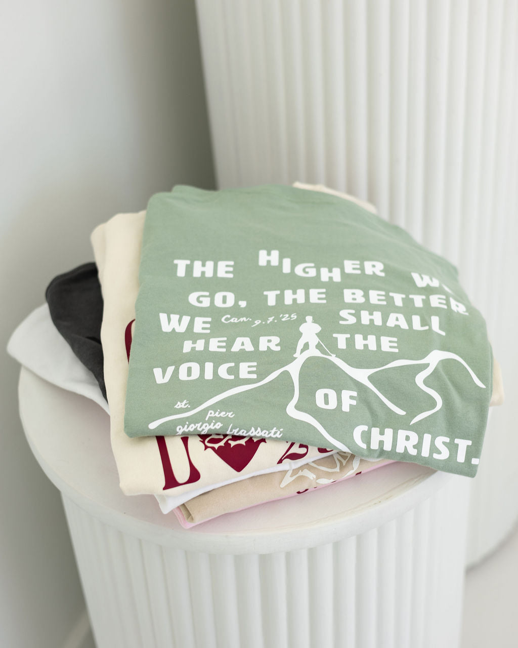 PRE-ORDER "The Higher We Go" Tee — St. Pier Giorgio Frassati